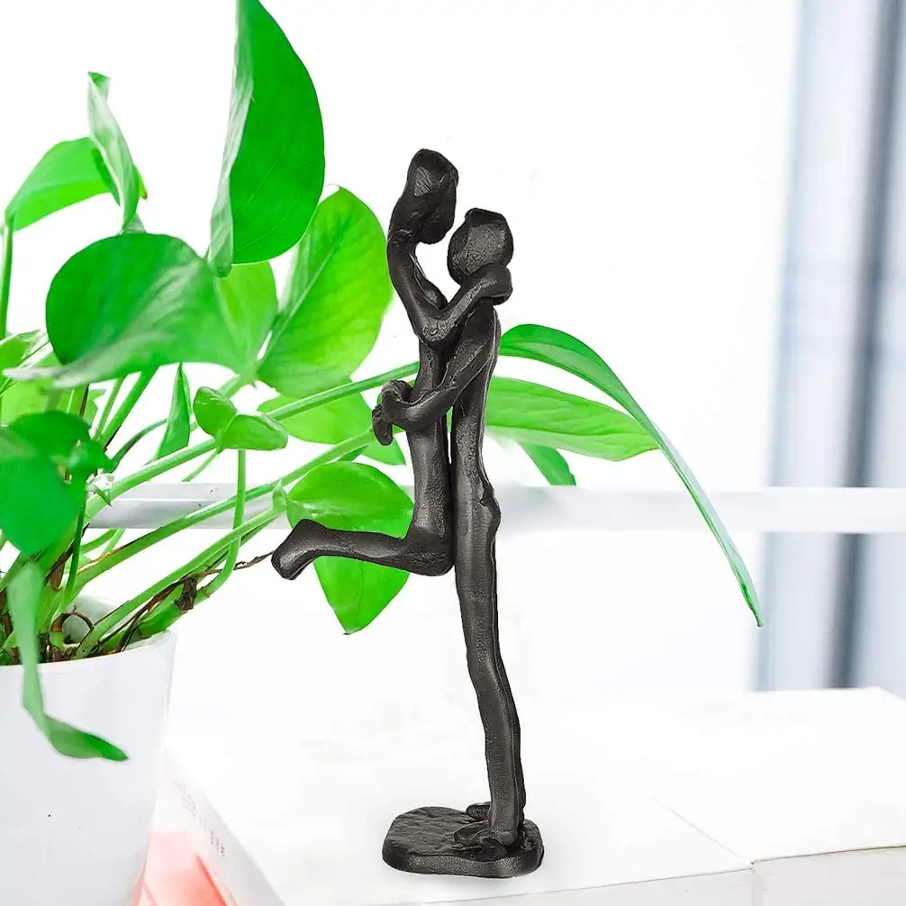 Amazon Hot Sale Couple Art Iron Sculpture  Passionate Love Statue Romantic Metal Ornament Figurine Home   Office Decoration