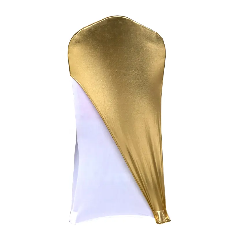 Shiny Metallic Gold Silver Spandex Elastic Round Square Top Chair Covers Cap