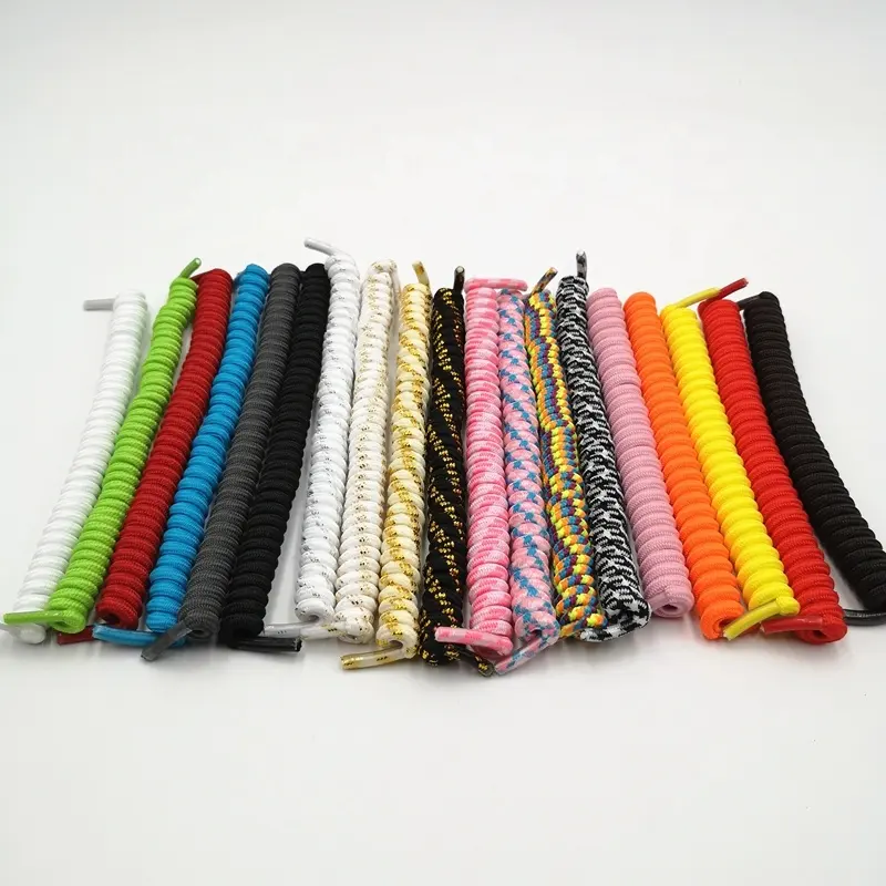 Fast delivery mixed -colored no-tie elastic spiral lazy shoelaces
