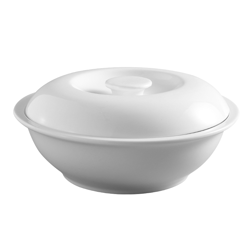 Hotel & Restaurant Porcelain Ceramic Soupiere Round 10 Inch Soup Tureen With Cover