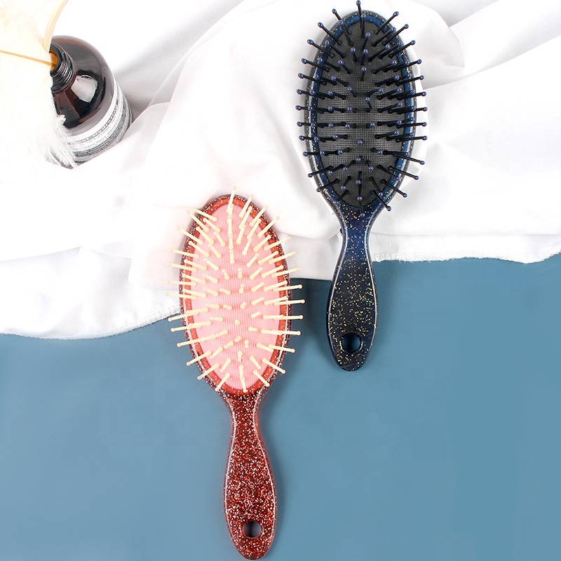 Pure Color Sequin Hair Comb Oval Shaped Air Cushion Massage Comb