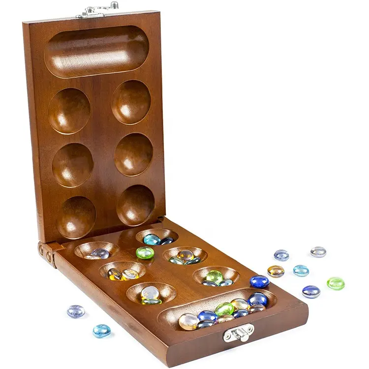 High Quality Wooden Foldable Mancala Board Game Chess Set Wholesale