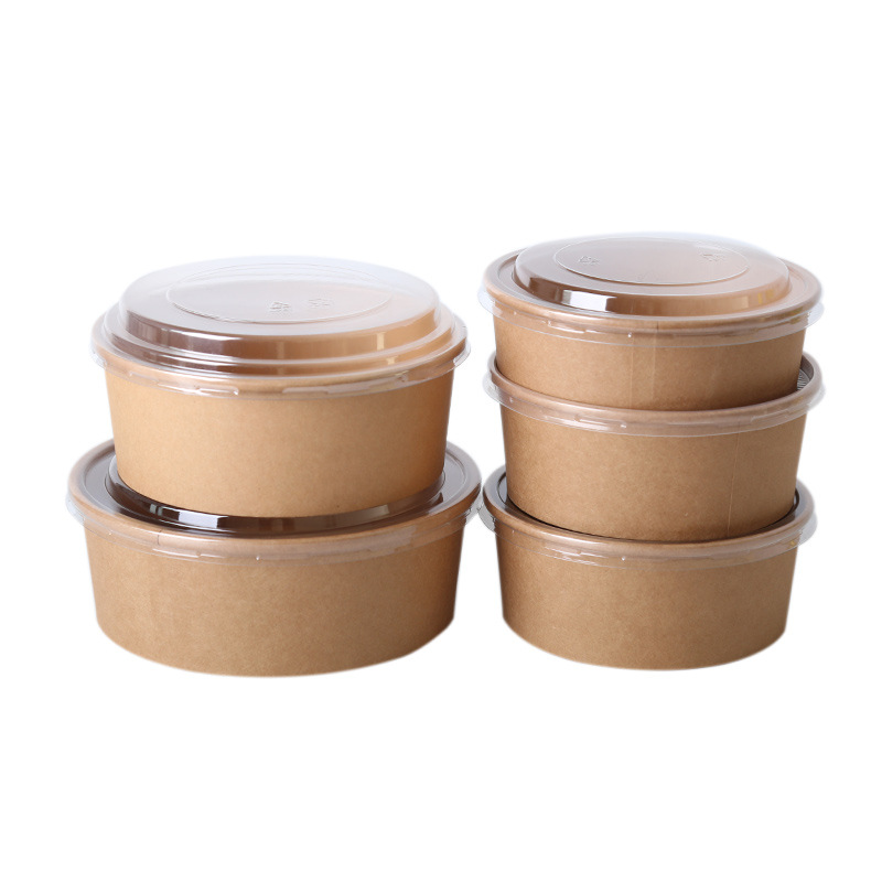 Food grade biodegradable soup salad food packing box container food kraft paper bowls for disposable take-out
