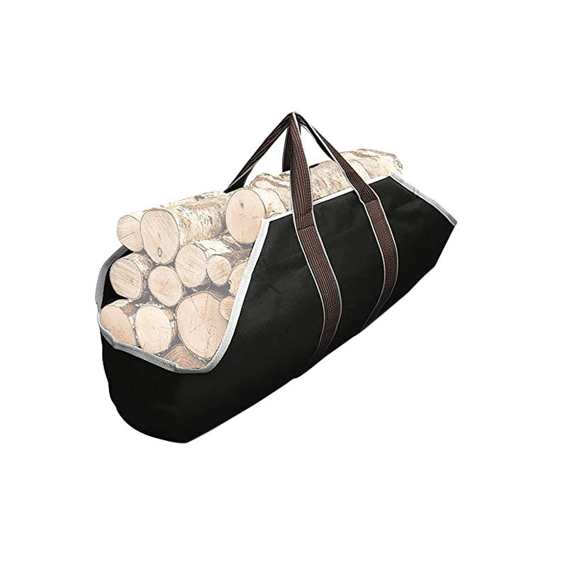 Factory direct firewood bags Custom canvas firewood bags Log shipping bags with hook and loop
