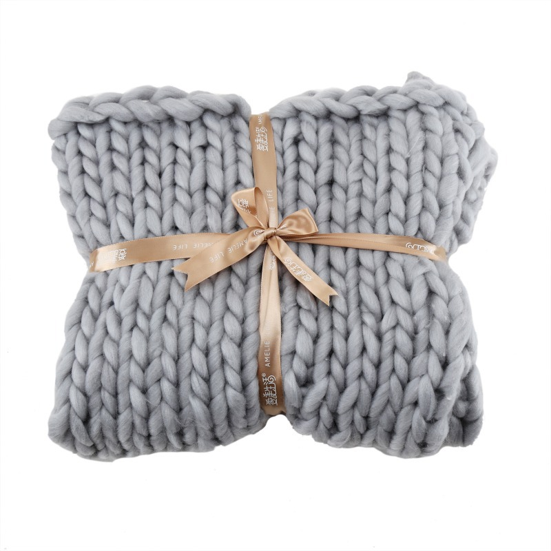 i@home Super Cozy Soft Handmade Knitting Throw Blanket Big Chunky Yarn Knit Weighted Wearable Blankets For Winter