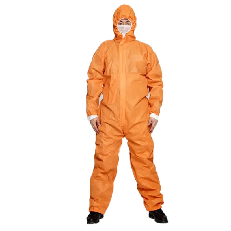 TYPE5/6  Orange color   SMS  dust proof chemical suit  DISPOSABLE SMS COVERALL safety uniform for ASBESTOS