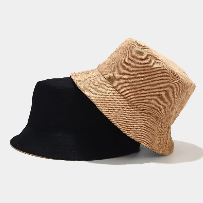 Low Price Custom High Quality Logo Brown Corduroy Bucket Hats For Adult