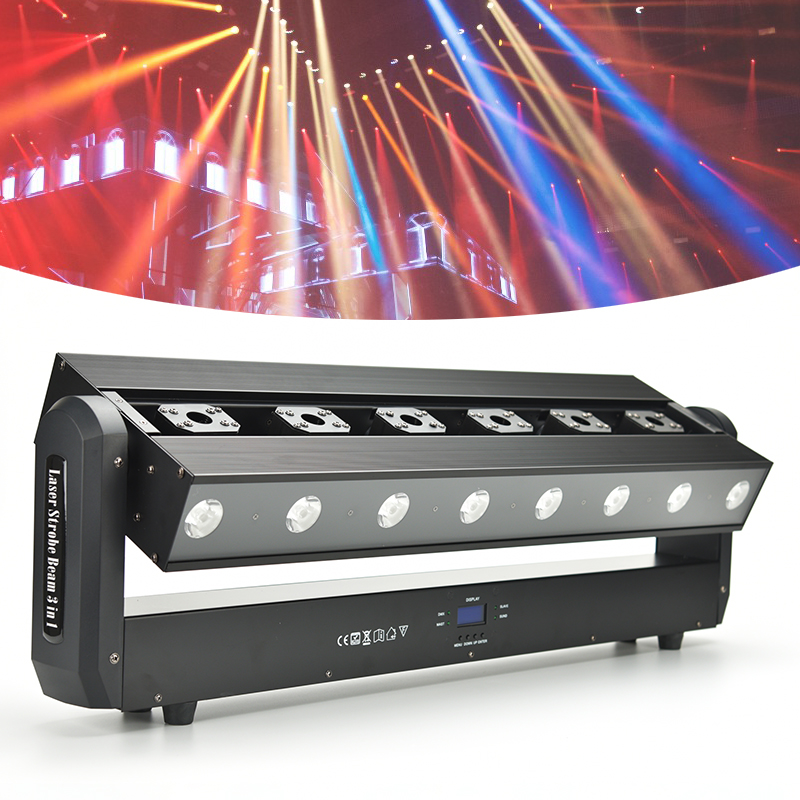 LAM Disco Light 6 Heads Red Laser Bar Lights 6 Eyes RGB Laser Strobe Amber Beam 3in1 Moving Head Stage lighting For DJ Nightclub