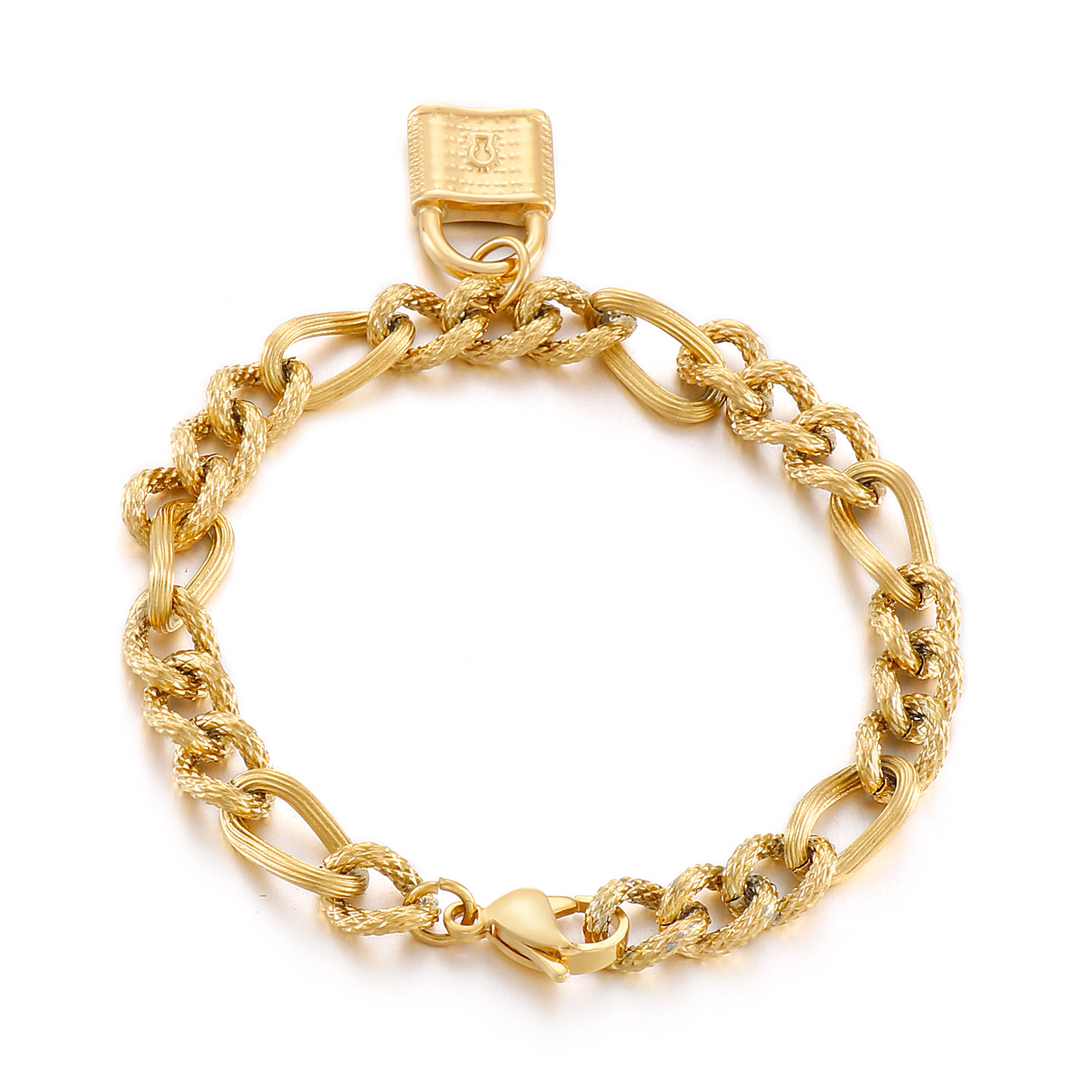 Fashion Lock Pendant Link Chain Charms Bracelets 316L Stainless Steel Bracelet Jewelry