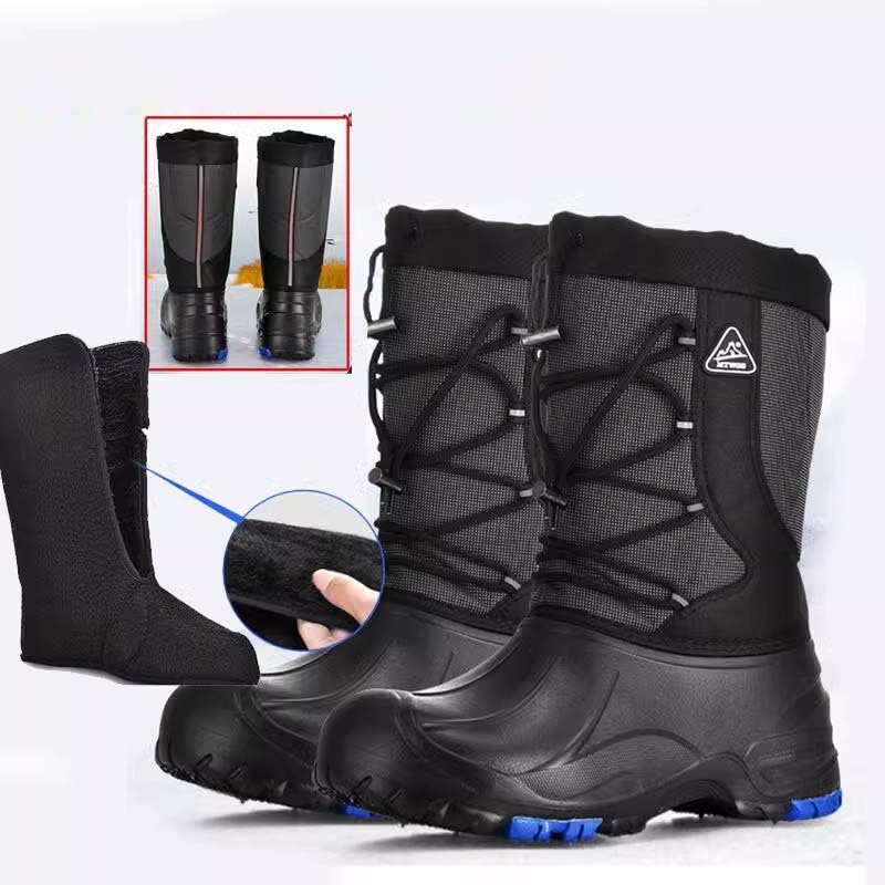 Anti-Slip Steel Nails Men Casual Fishing Boots Winter Custom Removable Warm Plush Lining Fishing Boots