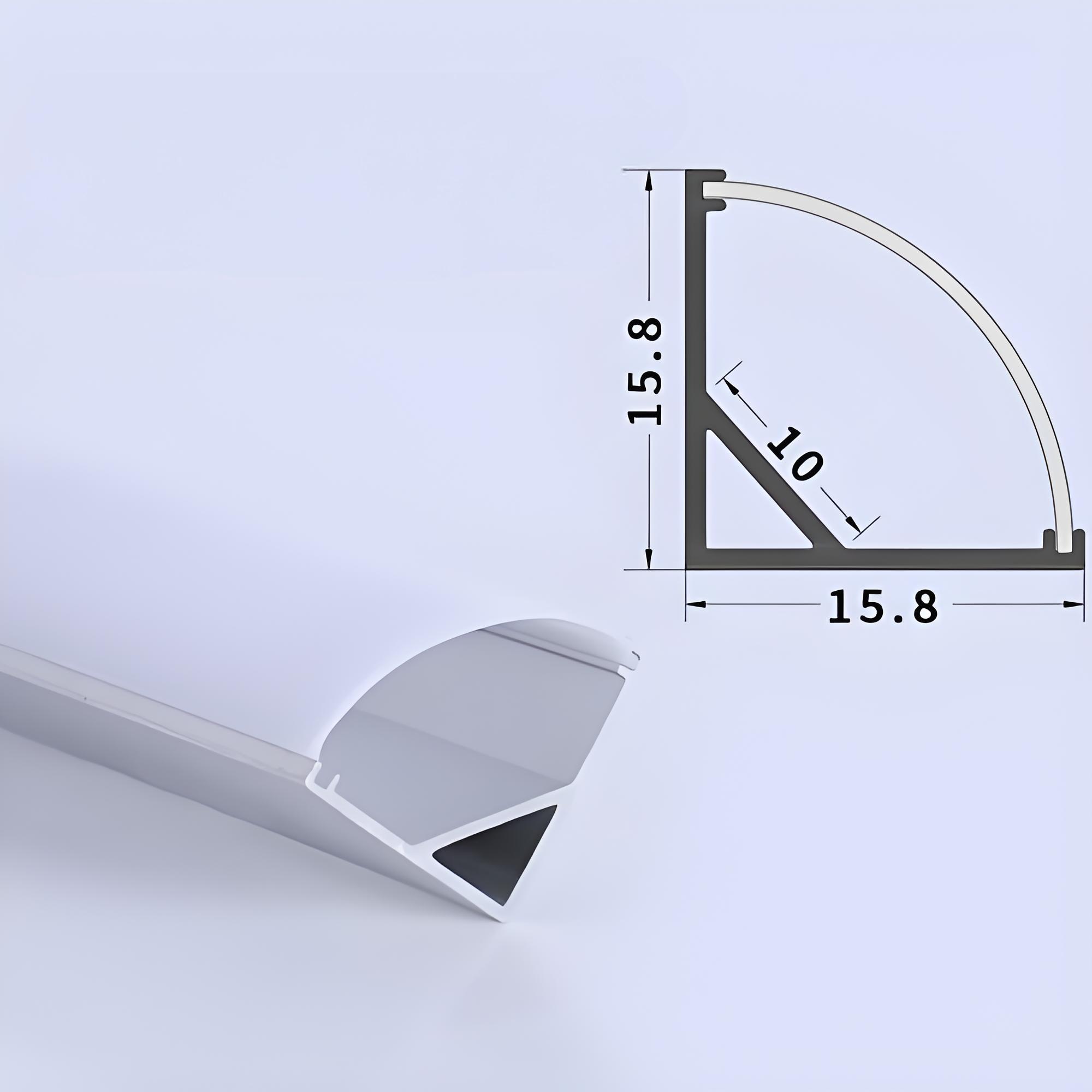 LED Strip 16x16mm V Shape Aluminum Profiles 90 Degree Angle Light Extrusion Channel for Cabinet Wall Corner Lighting