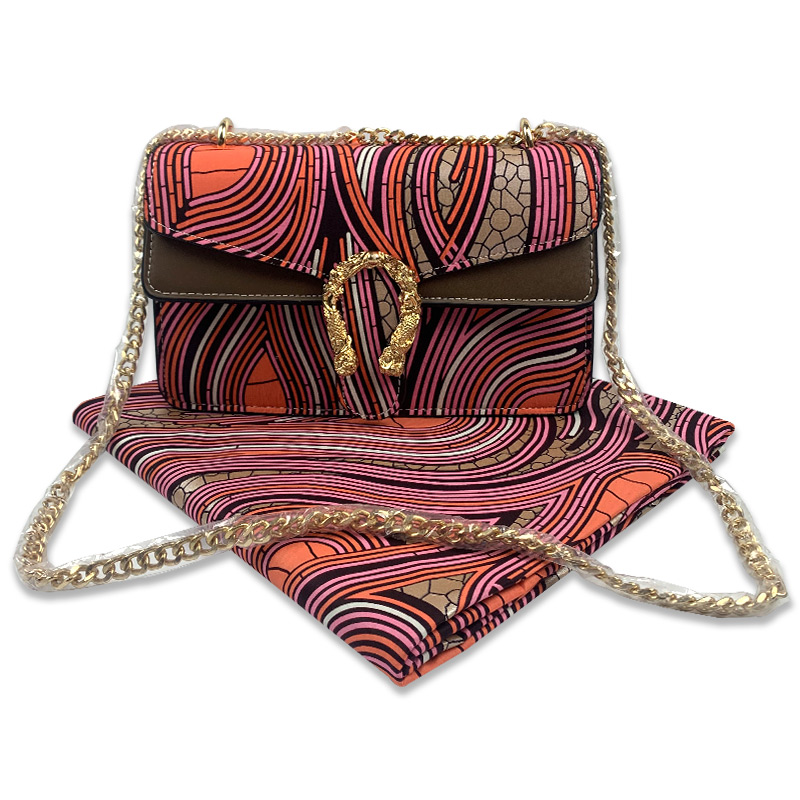 2021 African leather handbags African wax matching bags one set 2108