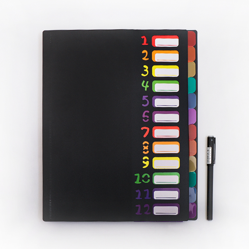 6-frame rainbow folder plastic file folder pp ring binder accordion file folder