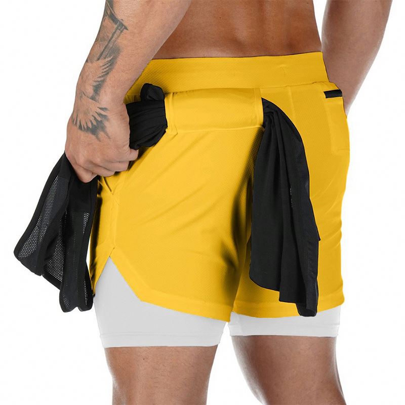 2021 Hot sell 2 in 1 men beach shorts 95% spandex gym shorts for men