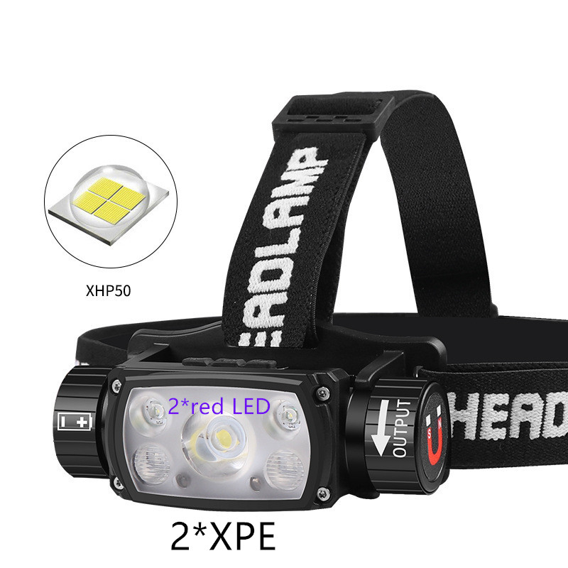 Налобный фонарь XHP50LED type-c, перезаряжаемый светодиодный налобный фонарь с аккумулятором 21700 лм, фары