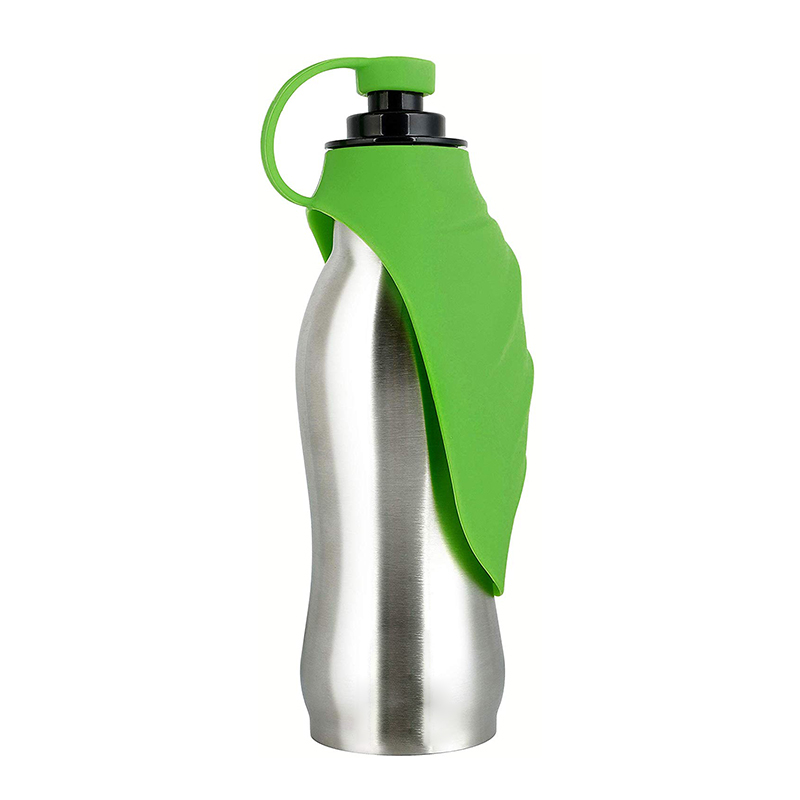2020 new Portable Stainless Steel Pet Travel Water Bottle with Oversized Silicone Flip-up Bowl for Dogs