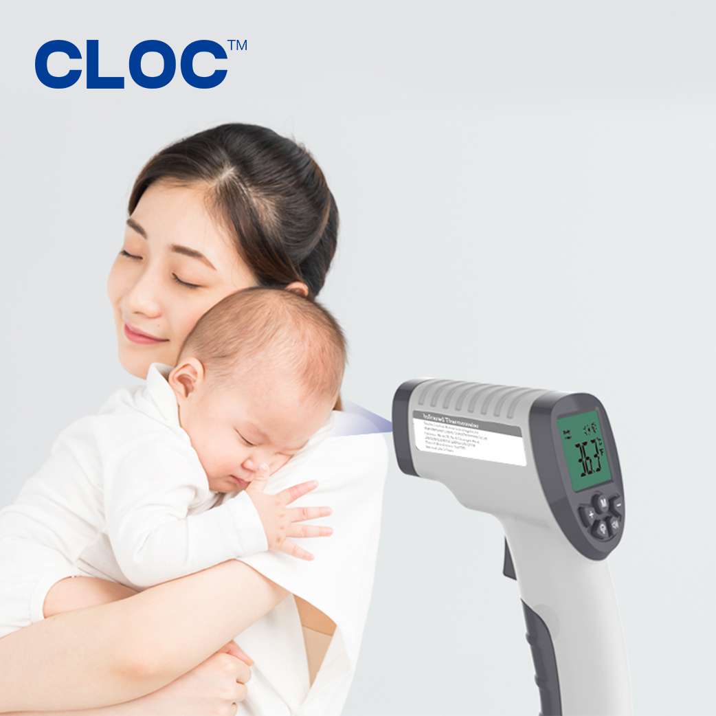 CLOC Medical No Contact Lcd Display Baby Three Color Digital Infrared Forehead Thermometer