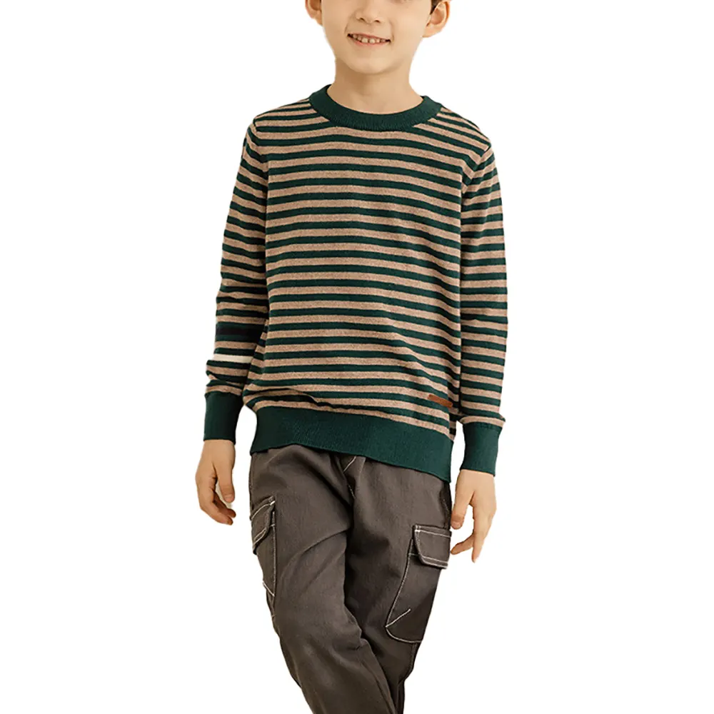 new design striped casual style long sleeve cotton knitted boy sweater
