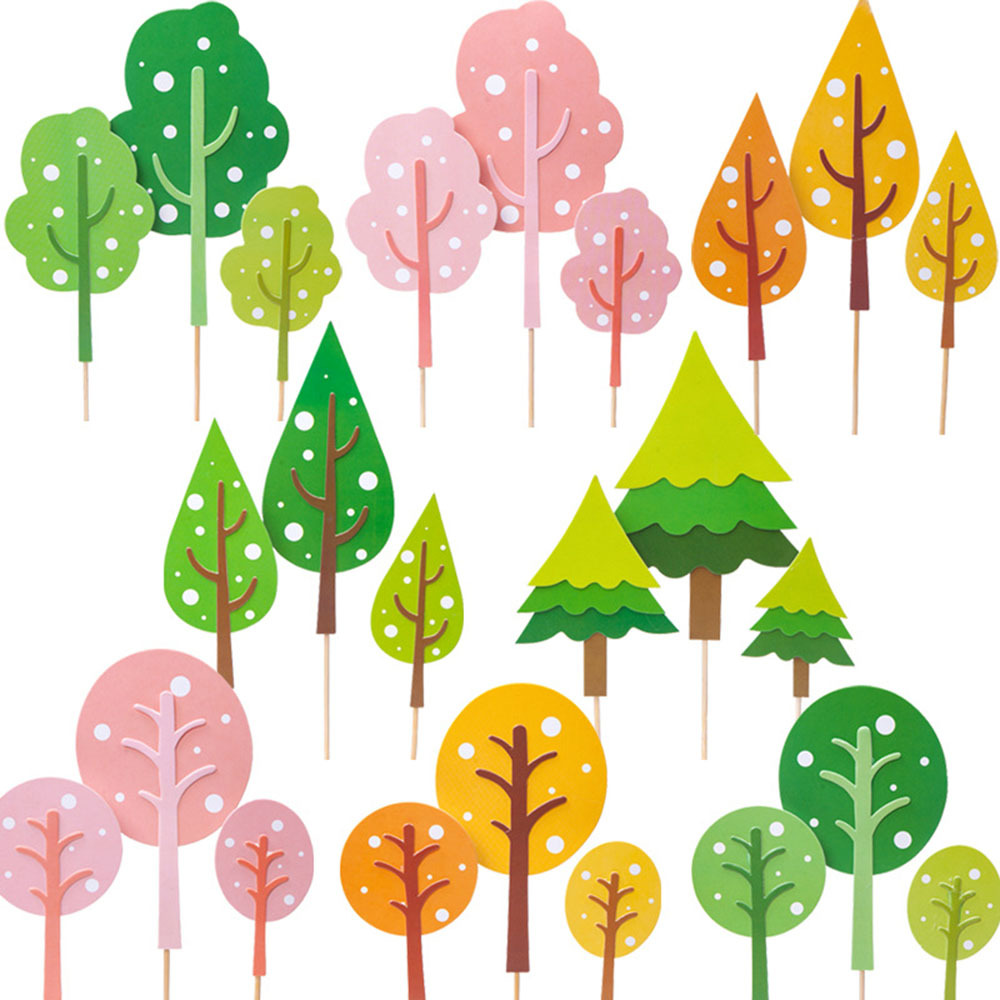 Small Tree Plugin Forest Birthday Green Versatile Paper Small Tree Forest Leaf Baking Cake Decoration Plugin