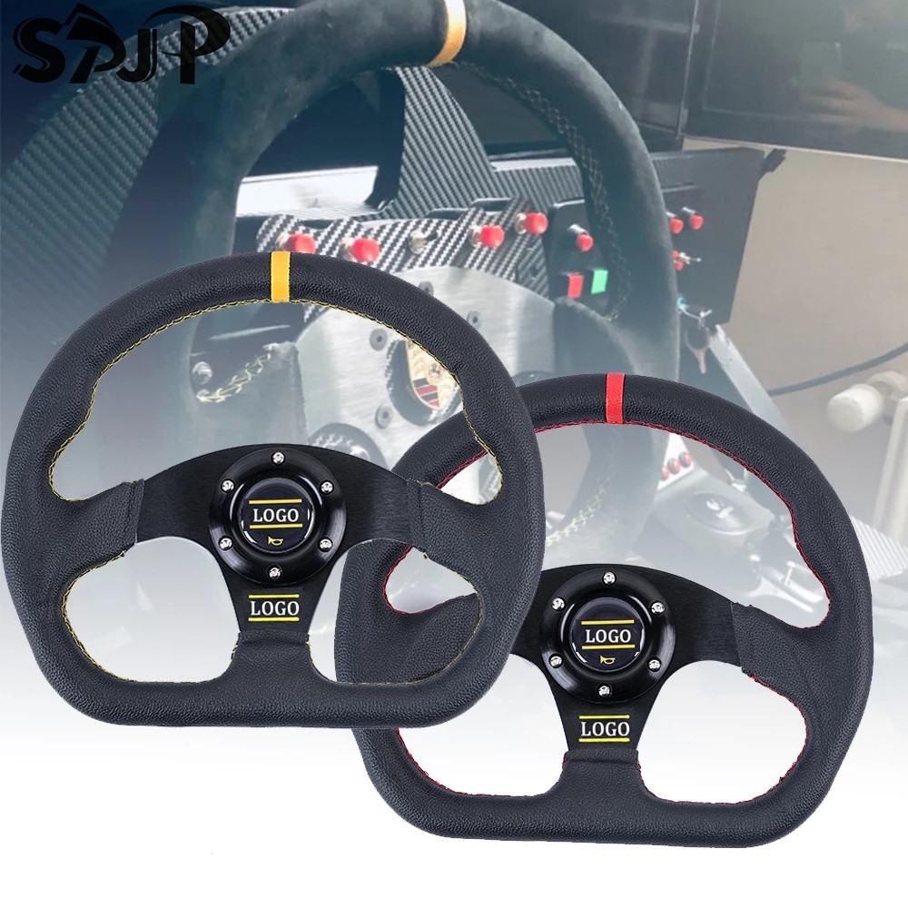 AUSO Universal Auto Parts 13inch PVC Car Racing Steering Wheels Deep Corn Drifting Sport Steering Wheel