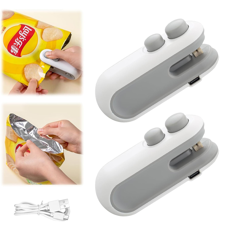 Handheld USB Rechargeable Mini Clip Bag Sealing Machine Food Plastic Bag Sealer Heat Seal with Cutter Portable Vacuum Sealer