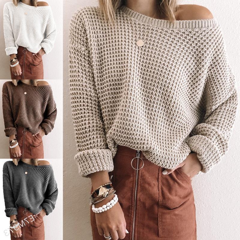 2021 Fall Clothes Elegant Casual Knitted Oversize Warm Pullovers Women Tops Fashionable Cut Out Off The Shoulder Sweater