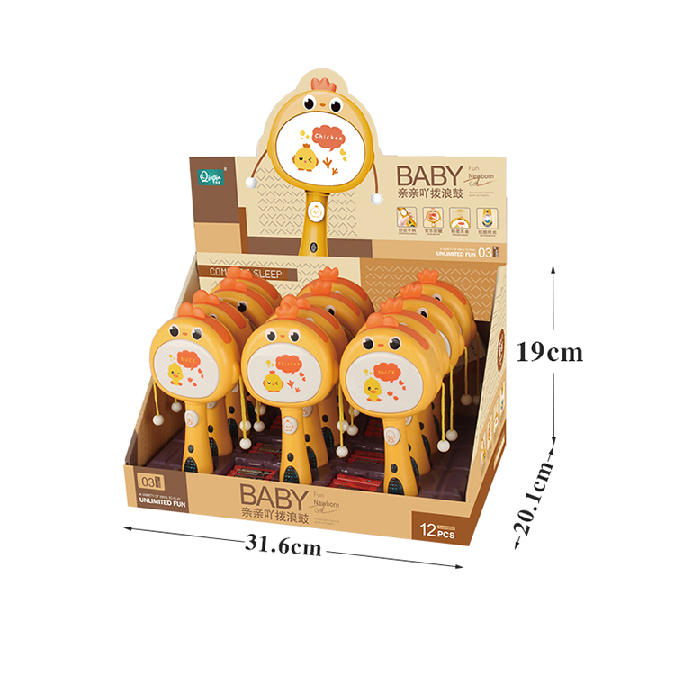 Rattle Toy Drum for Infant Shaker Toy Musical rattles for Babies with Light up and Singing for boy