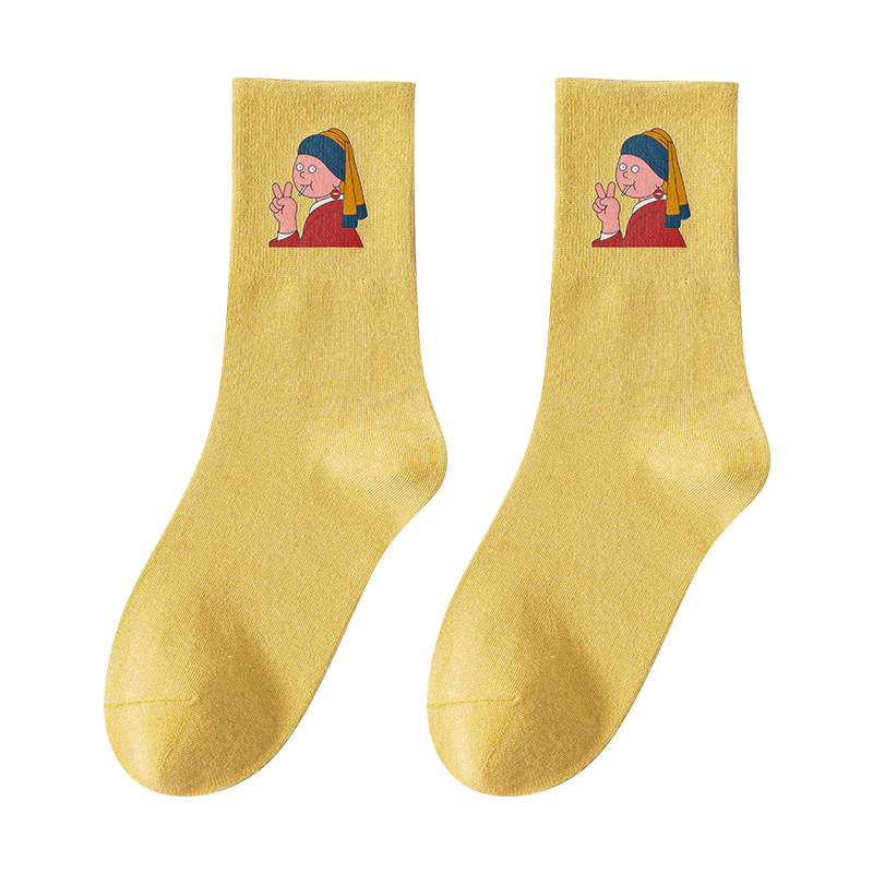 Socks female tube socks hot stamping Japanese cotton cute Korean version