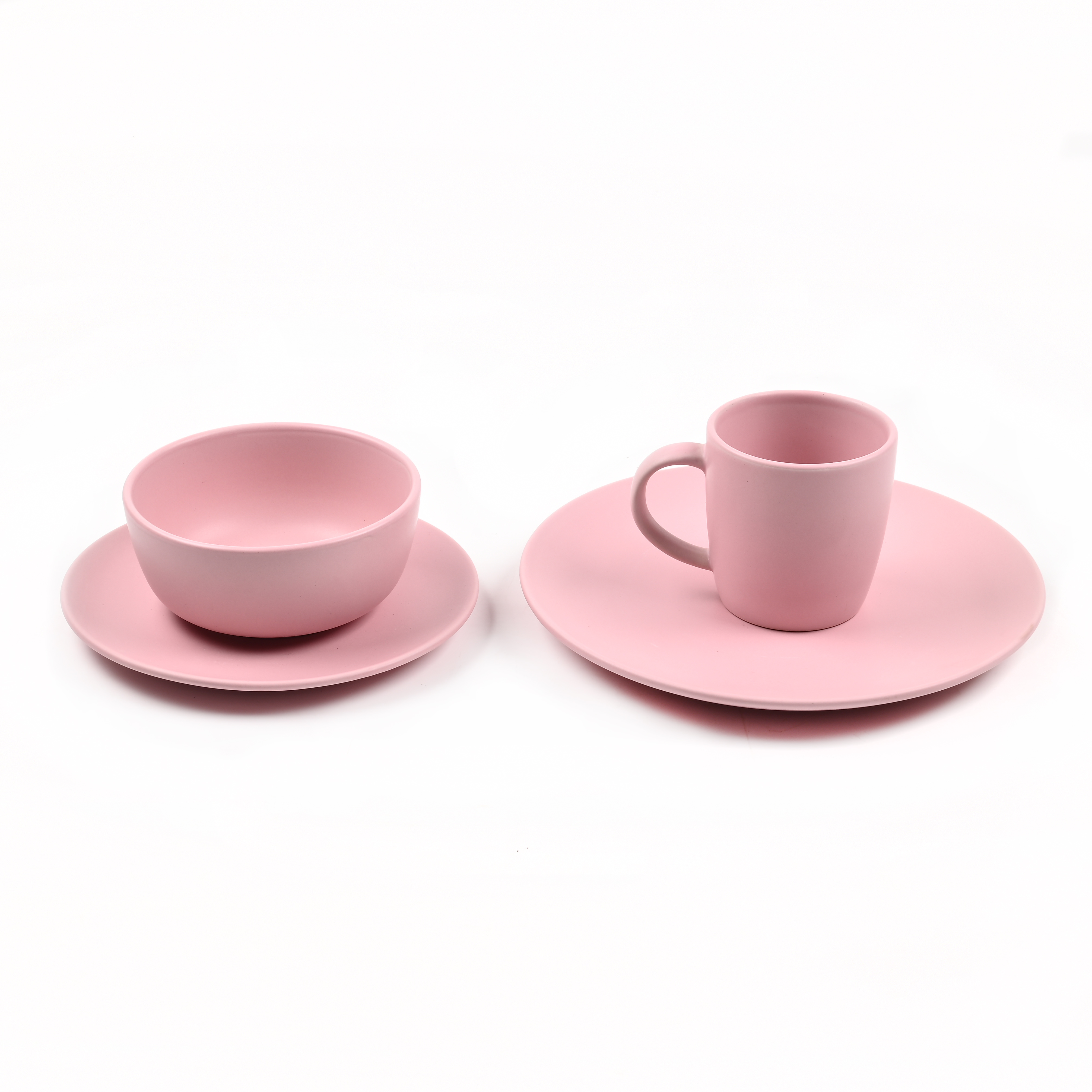 Glorious pink matte glaze stoneware dinner set ceramic dessert plate dinner bowl set which you could enjoy your afternoon tea