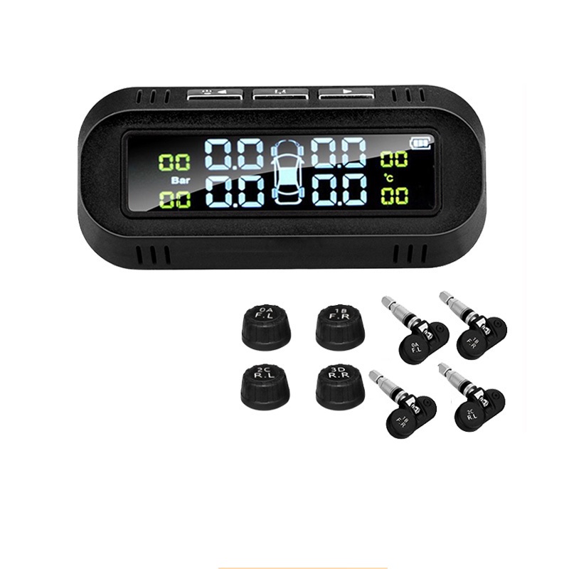 Система контроля давления в шинах TPMS, с 4 датчиками, на солнечной батарее, с ЖК-дисплеем