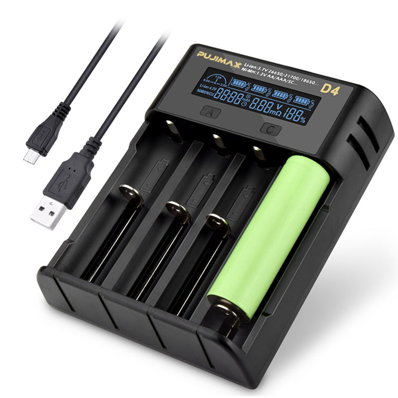 PUJIMAX Smart Rechargeable Battery Charger For Liion Battery LED Display Universal AA AAA 18650 Li-ion Battery Charge Equipment