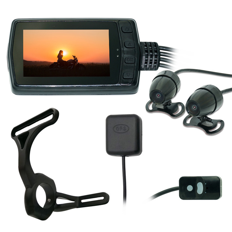 Видеорегистратор GPS, IP65, водонепроницаемый, WiFi, 1080P, двойная камера для мотоцикла, видеорегистратор с двойным объективом