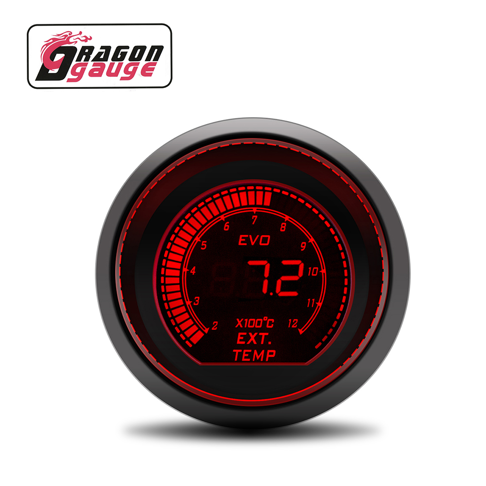 DRAGONGAUGE LCD УФ-фильтр 52 мм с универсальное двойное Автомобильное зарядное вида цифровой Автогонки чность метр EXT температура выхлопных газов датчик температуры с датчиком (6259-B)