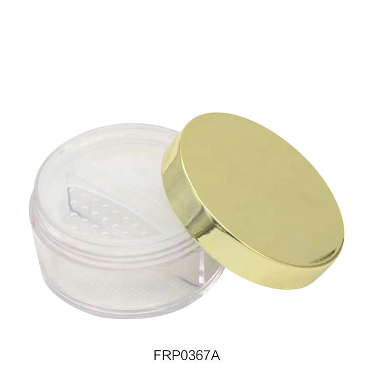 Quality loose powder container private label cosmetic compact powder container empty round gold compact case for powder