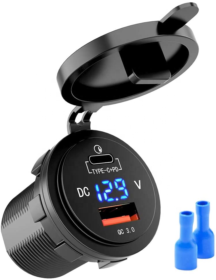 36 Вт Быстрая зарядка PD USB-C автомобильное зарядное устройство с USB Quick Charge 3,0 и Тип C зарядное устройство разъем со светодиодной цифровой вольтметр Совместимость