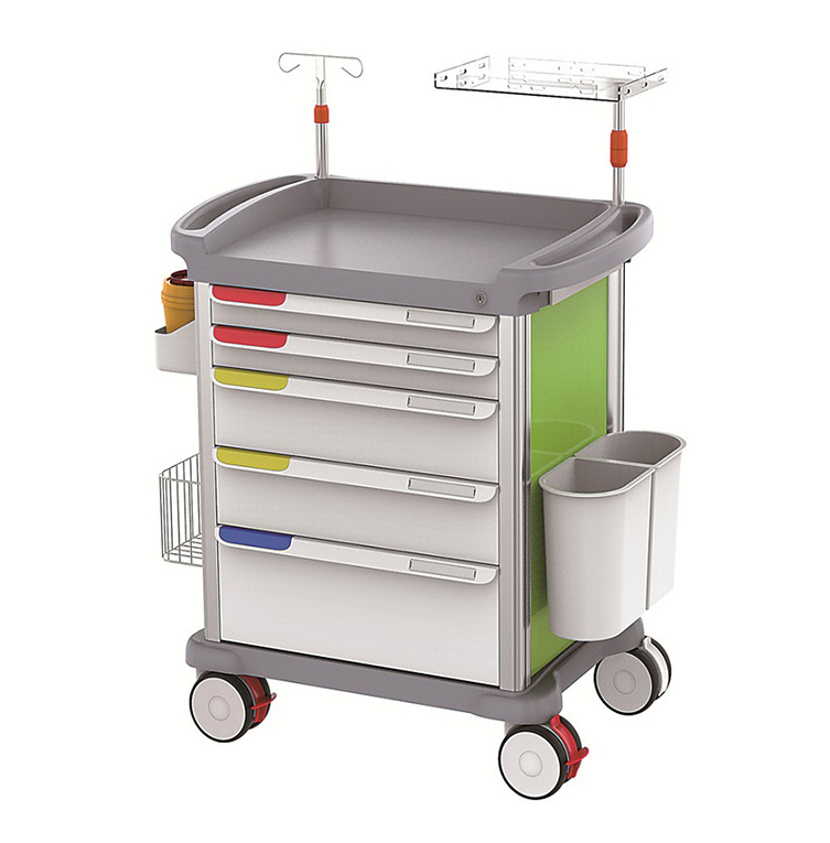 Professional good quality medical emergency trolley hospital furniture cart