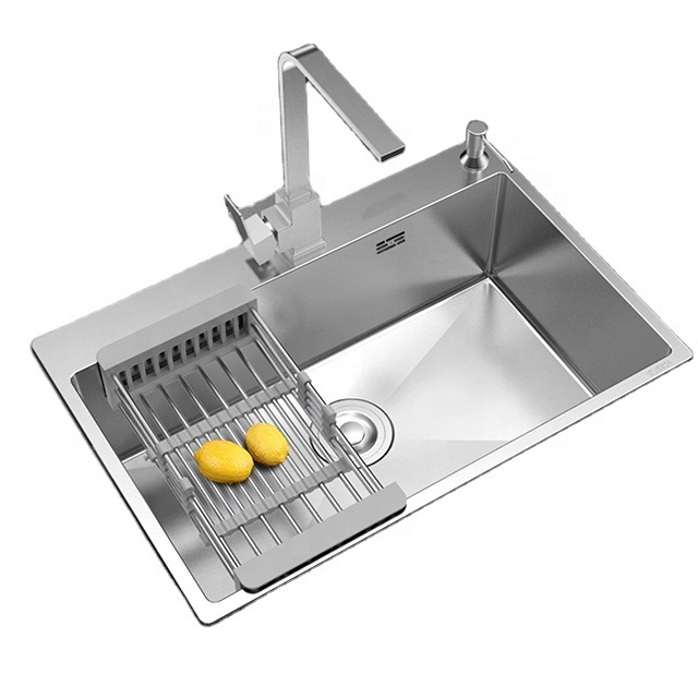 China Handmade SUS304/201 Anti-rust Stainless Steel Under Mount Brushed Kitchen Sink for Household