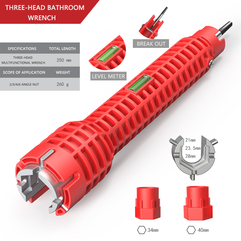WHAMX Multi-function Tool Sink Bathroom Wrench Plumbing Installation Pipe Wrench Tap Socket Wrench