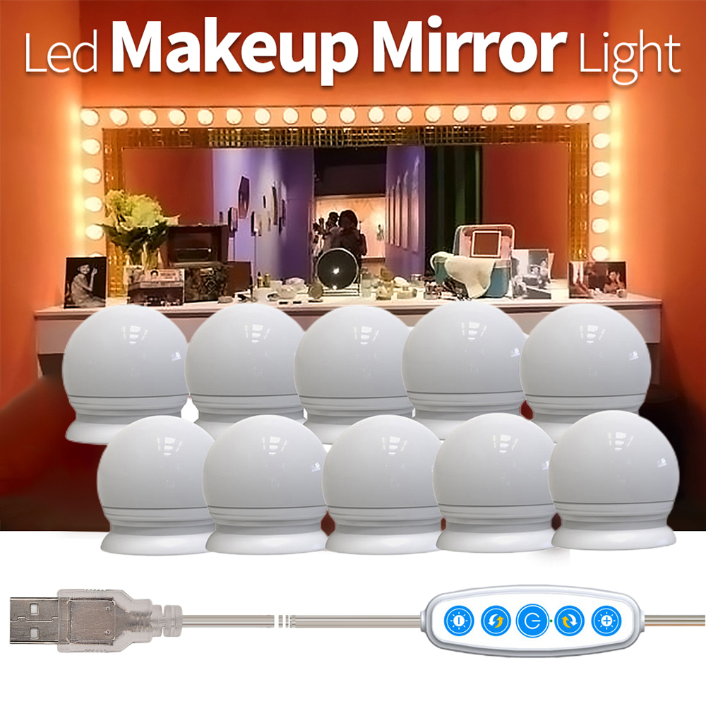 Лидер продаж, туалетный столик, Голливудский стиль 10 лампы наборы Make Up LED косметическое зеркало с подсветкой