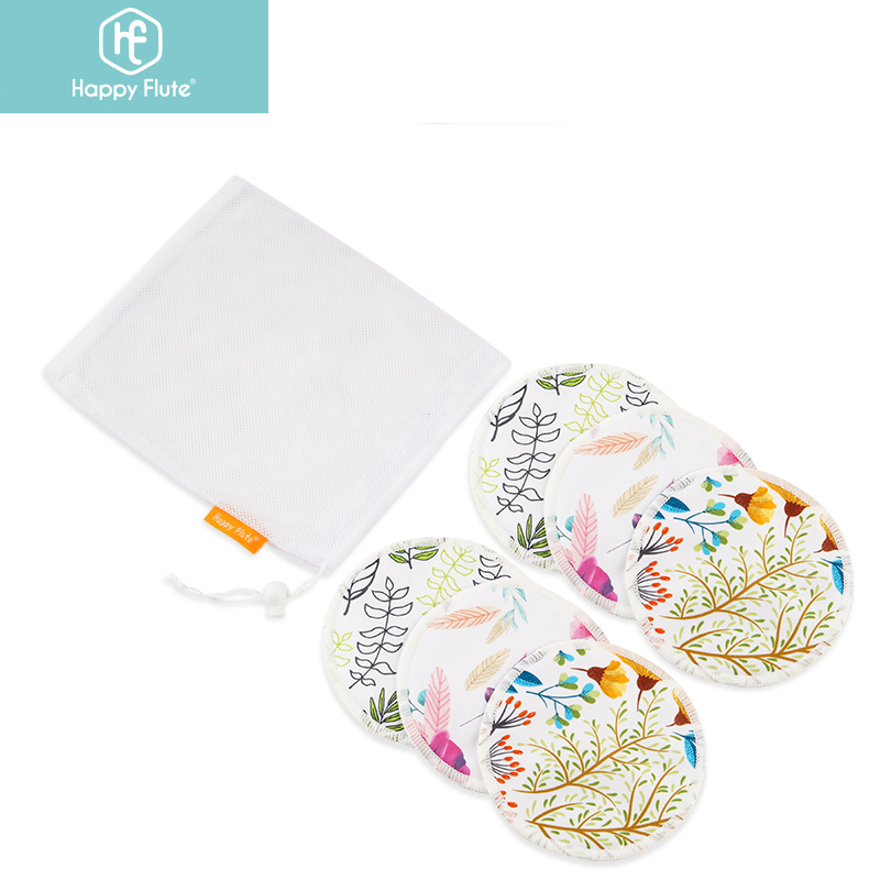 happyflute 6pcs Washable Reusable Breast Pads Nursing Organic Plain Breastfeeding Cotton