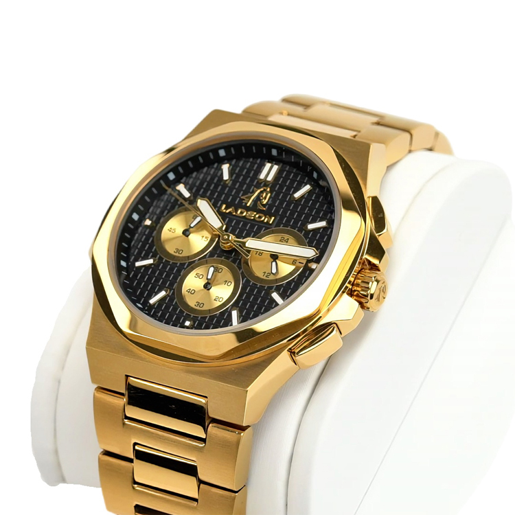 Multifunctional Movement Stainless steel  Men's quartz watch Gold luxury watch Chronograph Function Function