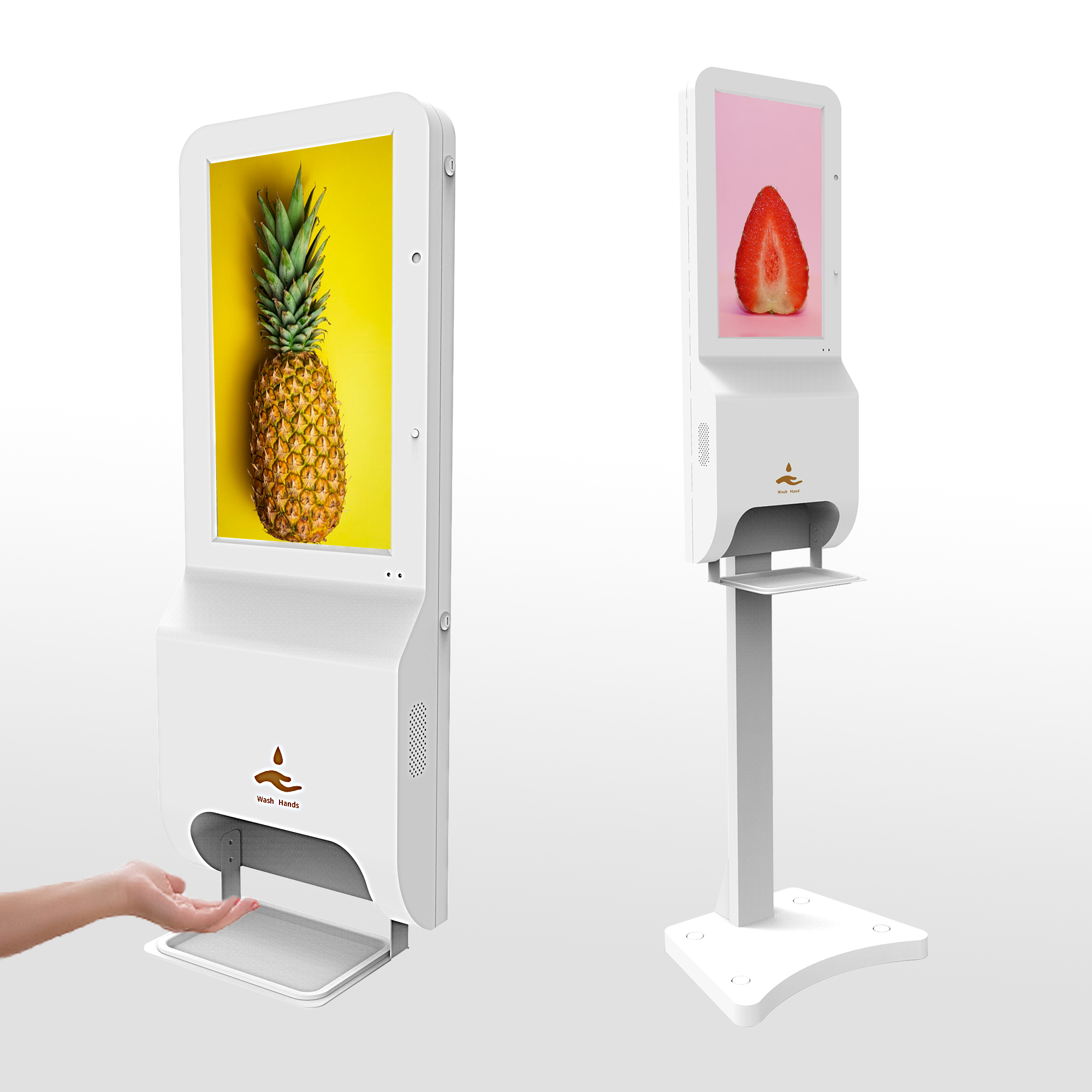 22inch hd advertising no touch wall mounted automatic face recognition system hand sanitizer dispenser digital signage kiosk