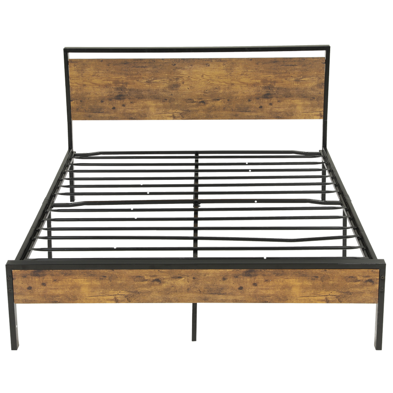 Metal and Wood Platform Bed with Headboard and Footboard mdf bunk bed