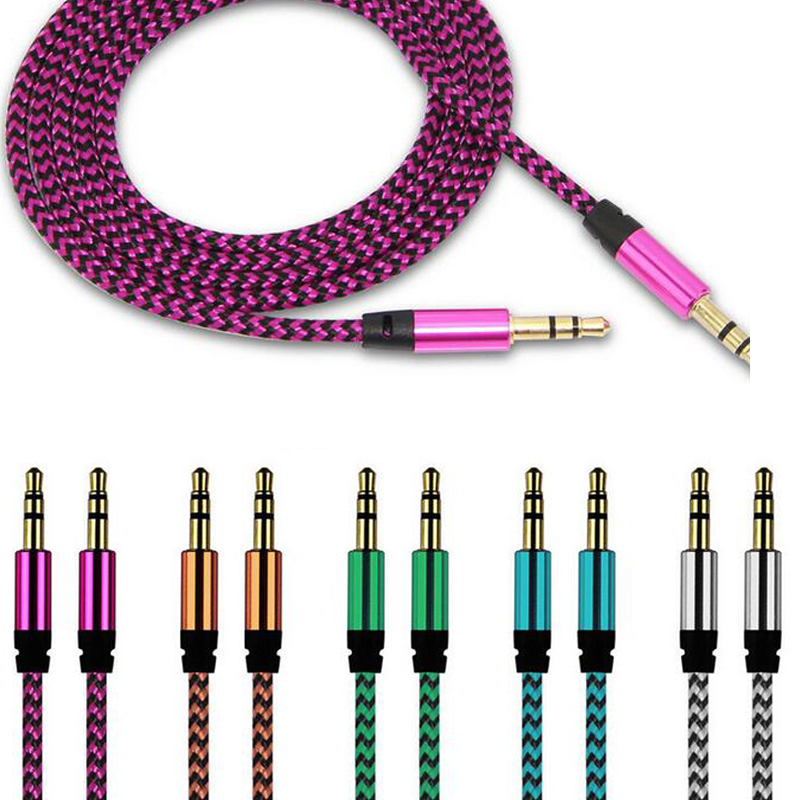 1 M 3.5mm Jack Aux Audio Cable Nylon Cord Headphone Adapter 3.5mm Male To Male Cable 3.5 Jack Aux Audio Cable For Mobile Phones