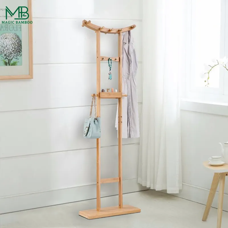Nordic Living Room Tree Branch Shape Cloth Hanging Bamboo Rack Coat Stand