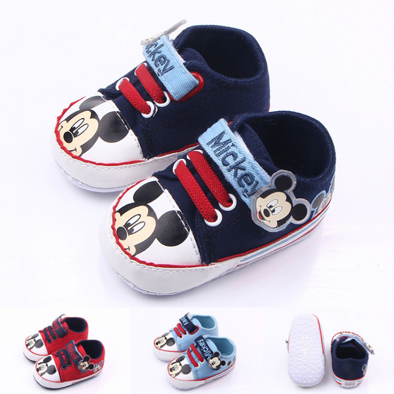 Disne New Canvas Classic Newborn Baby Boys Girls First Walkers Shoes Infant Toddler Mickey mouse Soft Sole Anti-slip Baby Shoes