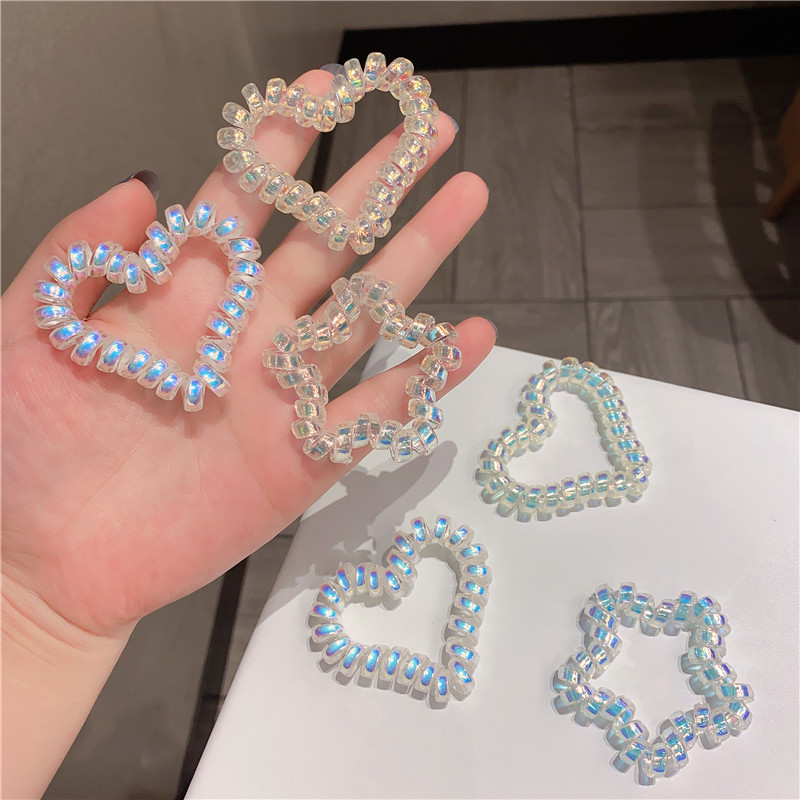 New Fashion Elastics Hair Rubber Bands Telephone Cord Heart Star Triangle Hair ring Girls Tie Gum Ponytail Hair Accessories