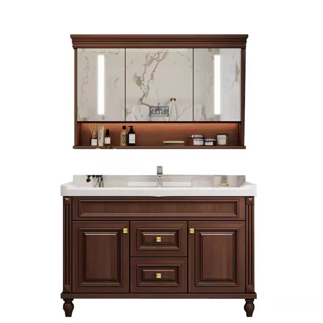 HZ Raise panel vanity cabinet Classic style cheaper wood design Bathroom storage Sink with mirror customized Vanity cabinet