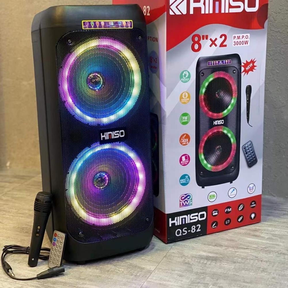 KIMISO QS82 8 дюймов * 2 Открытый портативный динамик на колесиках DJ акустическая система со светодиодной подсветкой синий зуб динамик