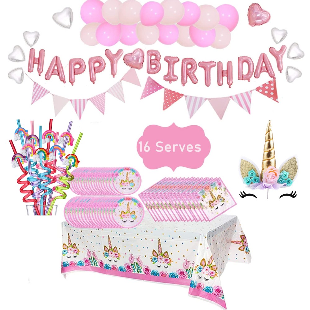 amazon hot sale Pink Unicorn Party Unicorn Balloons Plates Tablecloths Napkins unicorn balloons birthday party supplies